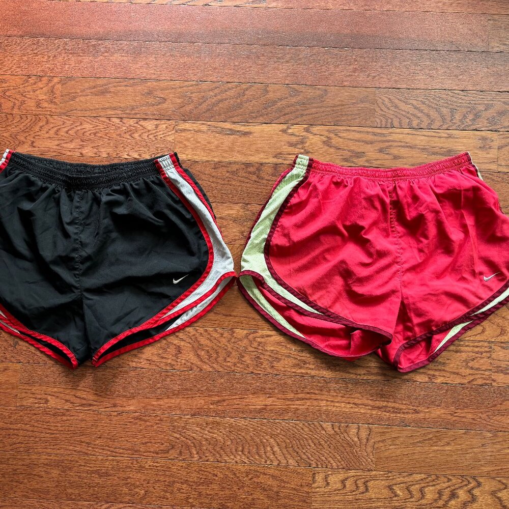 TWO Women's Nike drifit Tempo Running Shorts, size medium, 3 inch inseam.